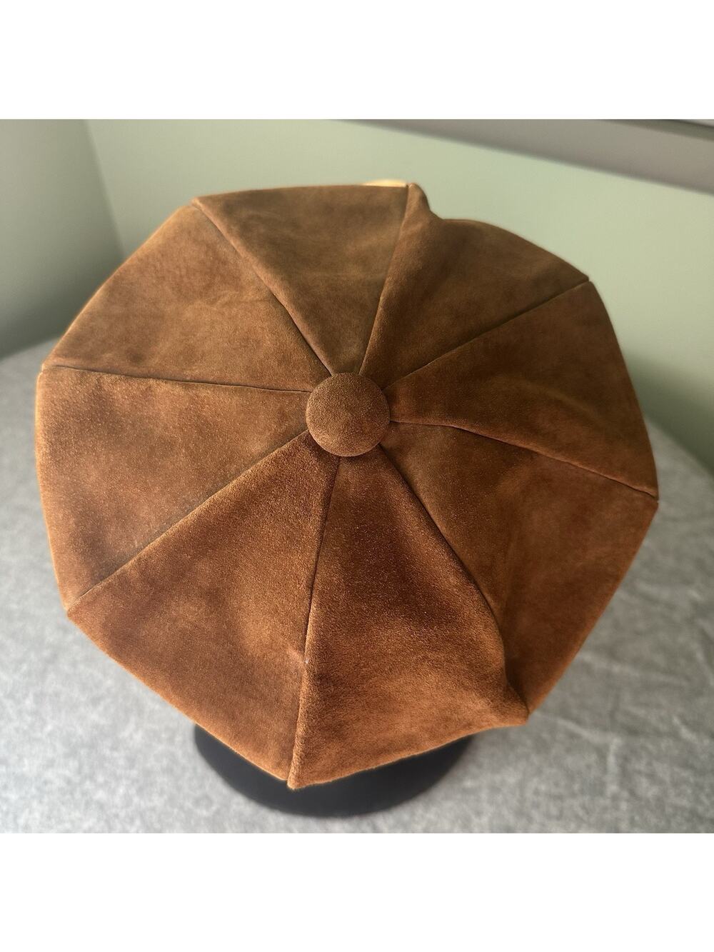 Women’s Vintage Brown Solid Newsboy Style Cap Size S Made in USA Classic Style